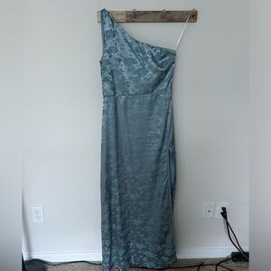 Lulus one shoulder satin jacquard dress